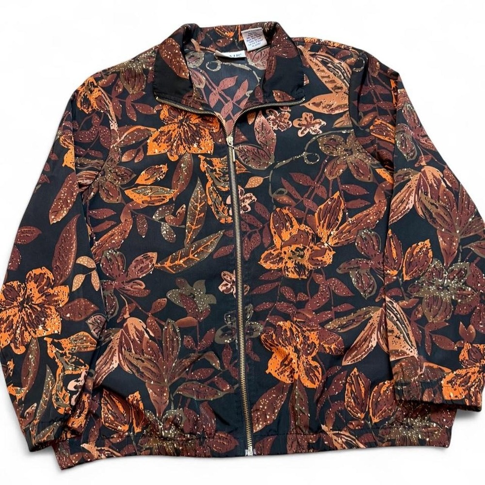 Vintage Blair Brown Orange autumn foliage windbreaker full zip Jacket medium